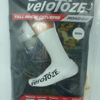 Couvre-chaussures hauts blancs VELOTOZE-Road 2.0 (taille S)